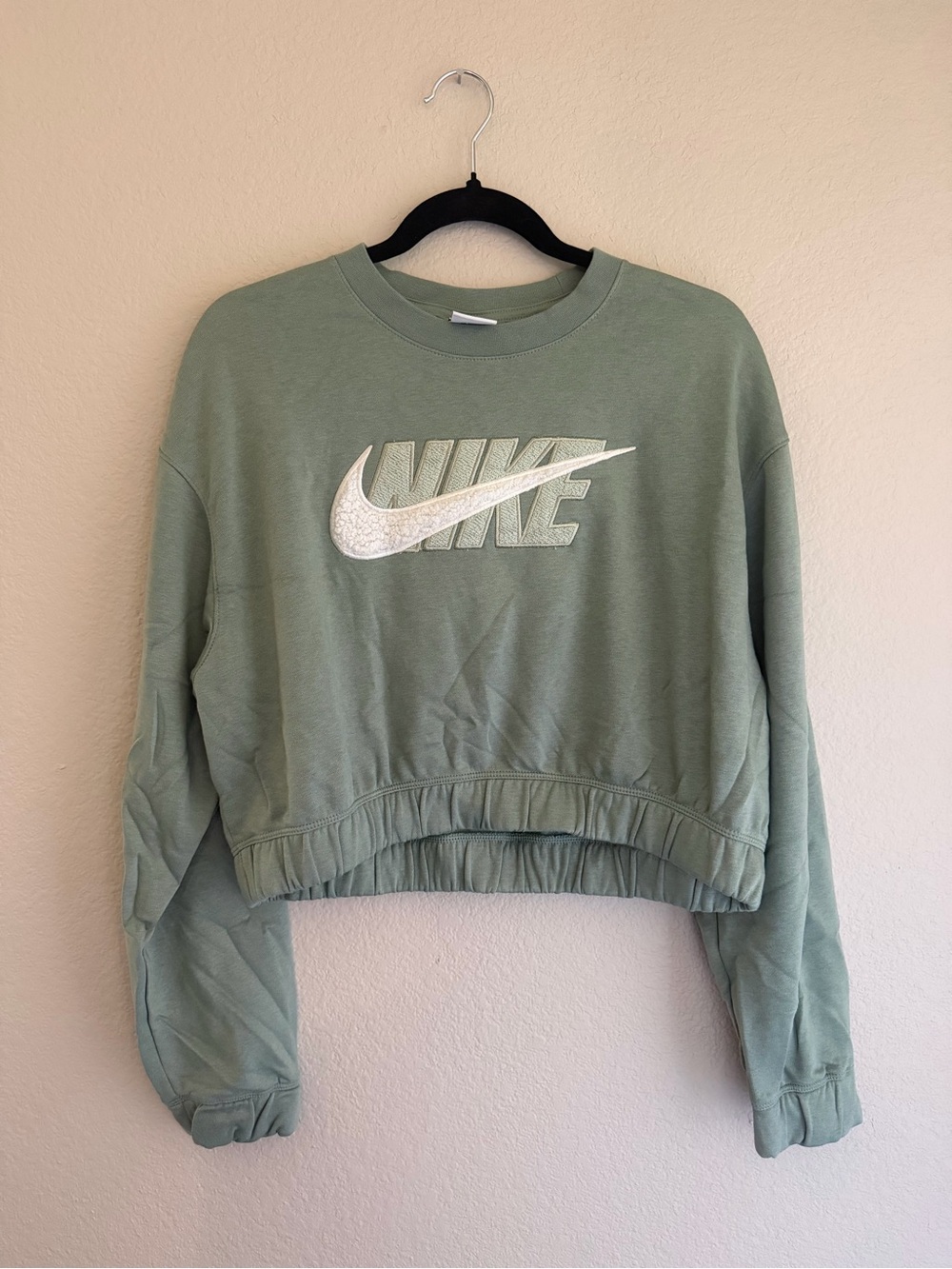 Nike Women's Sage Green Cropped Sweatshirt